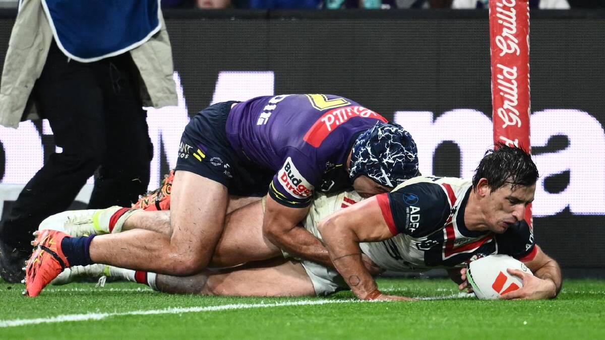 Billy Smith crossed for the Roosters' only four-pointer at AAMI Park. (Joel Carrett/AAP PHOTOS)