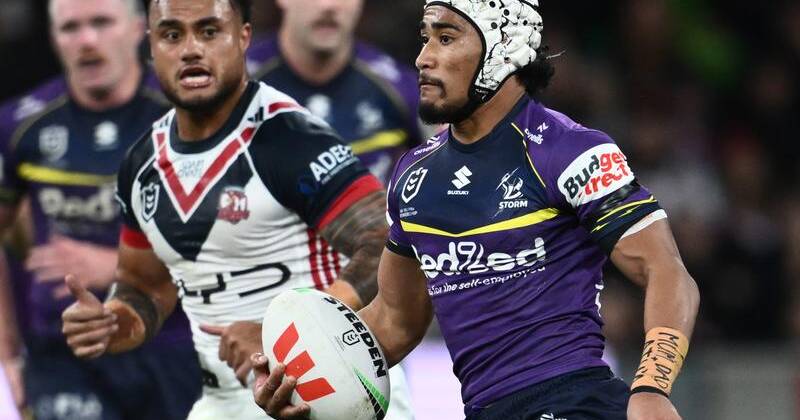 Sua Faalogo has starred in the Storm's hard-fought win over the Sydney Roosters in Melbourne. Photo: Joel Carrett/AAP PHOTOS