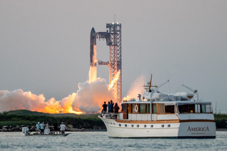 SpaceX launches its experimental Starship super-rocket off the coast of the Gulf of Mexico