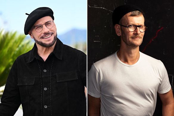 John Travolta wearing a beret in Cannes and fashion editor Damien Woolnough testing the trend.