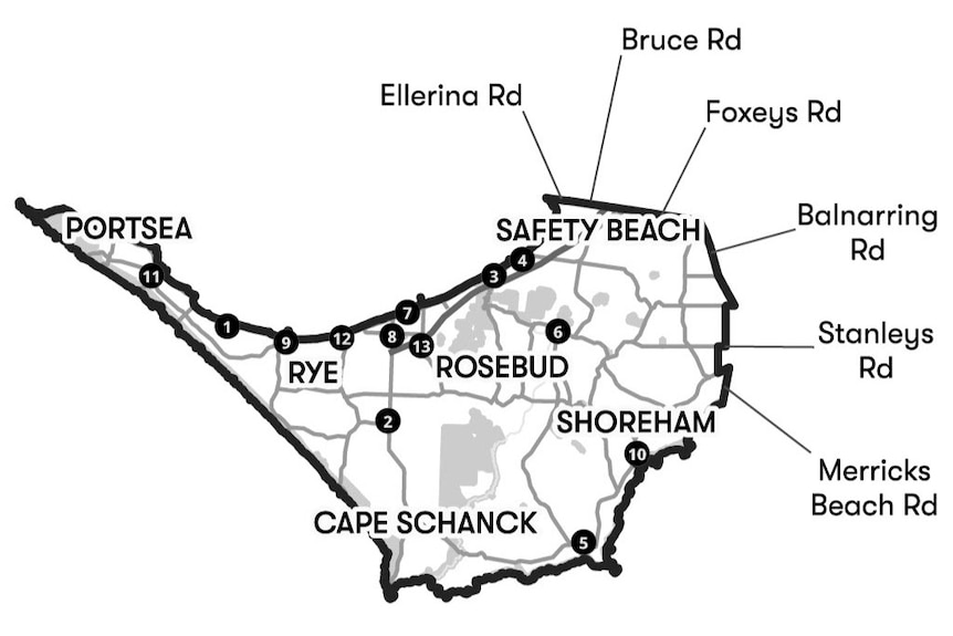 A black and white map of the Nepean district.
