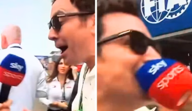 Jimmy Fallon bites Sky Sports microphone during Martin Brundle’s F1 gridwalk at the Miami Grand Prix