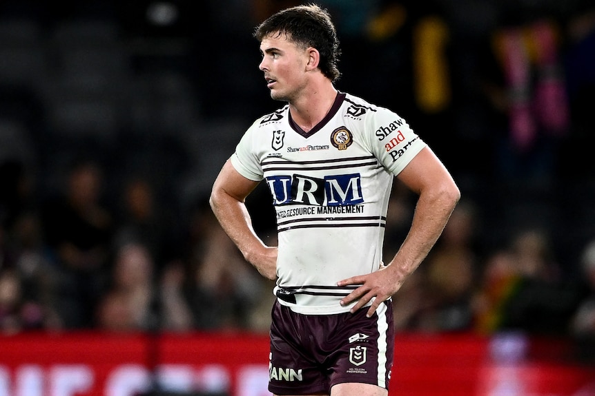 Joey Walsh playing for Manly in a 2026 NRL match.