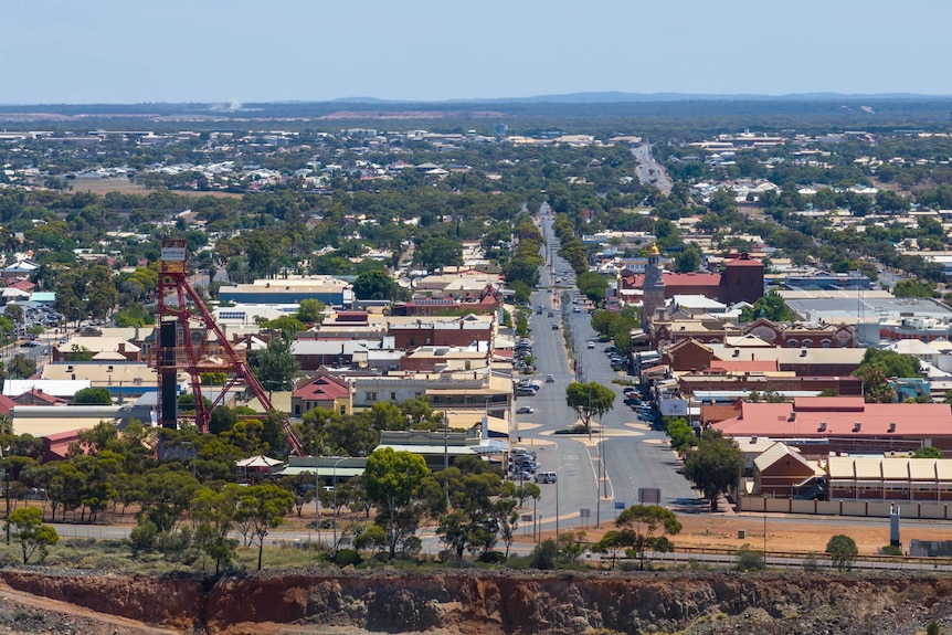 A drone photograph of Kalgoorlie-Boulder in regional Australia.