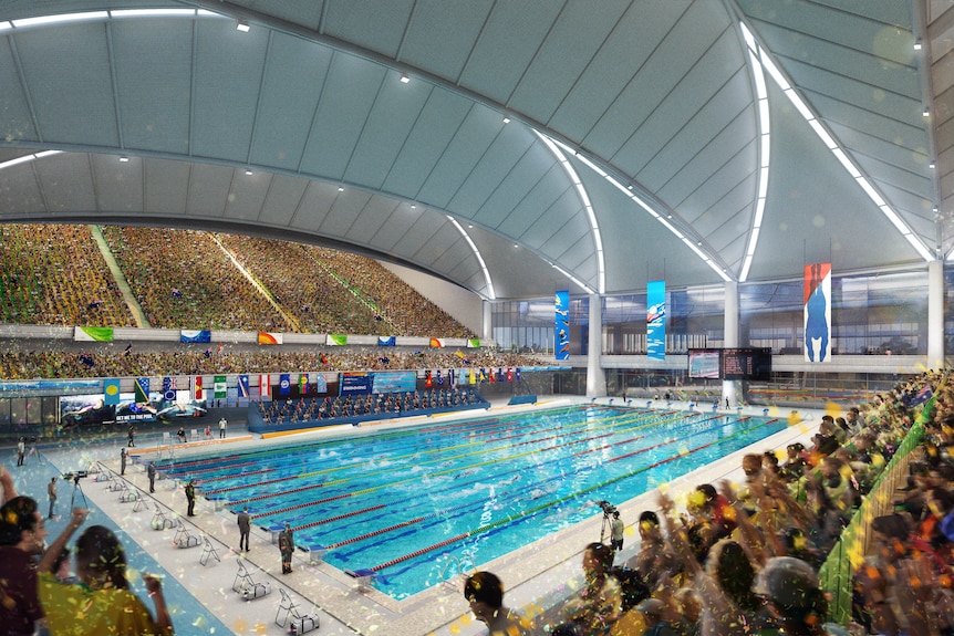 Artists impression of the National Aquatic Centre in Brisbane