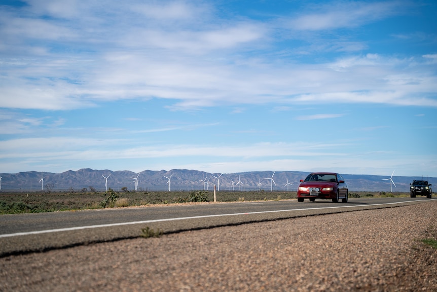 A view of a rural bitumen road in the vicinity of Port Augusta in SA.