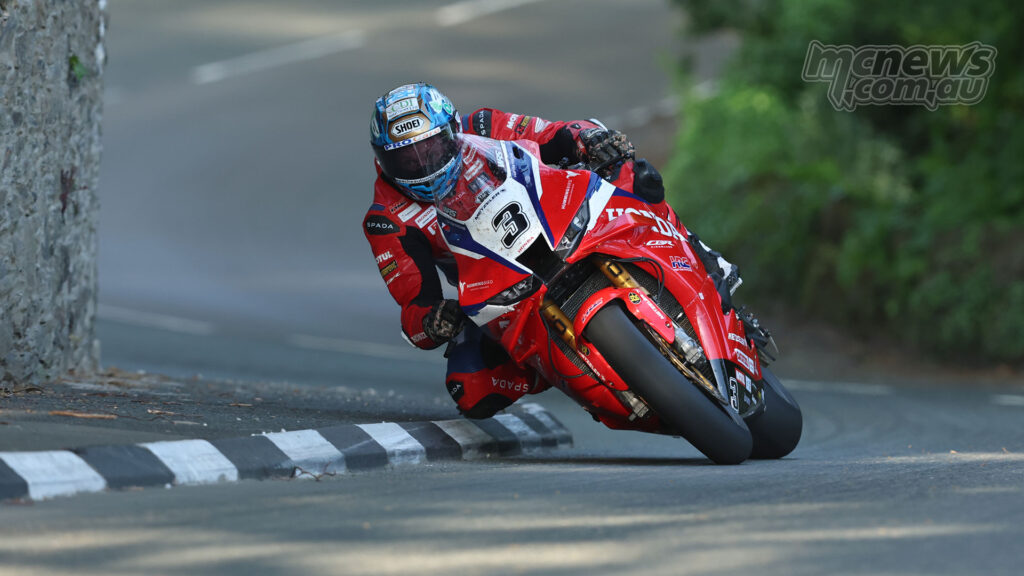 Dean Harrison on the Honda Racing UK Superbike during Tuesday qualifying at TT 2026.