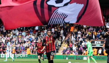 Junior Kroupi celebrates scoring for Bournemouth against Crystal Palace