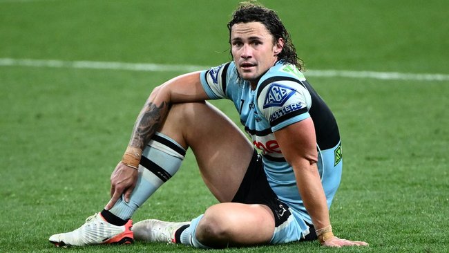 A more-relaxed Nicho Hynes is hoping to lead Cronulla to a second premiership. 