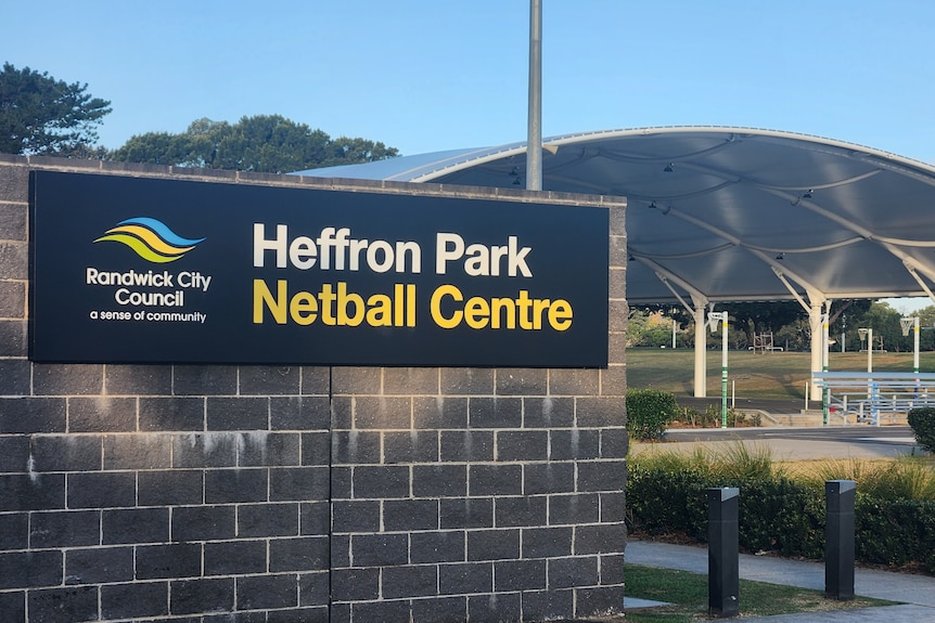 Exterior view of Heffron Park Netball Centre on a clear day.