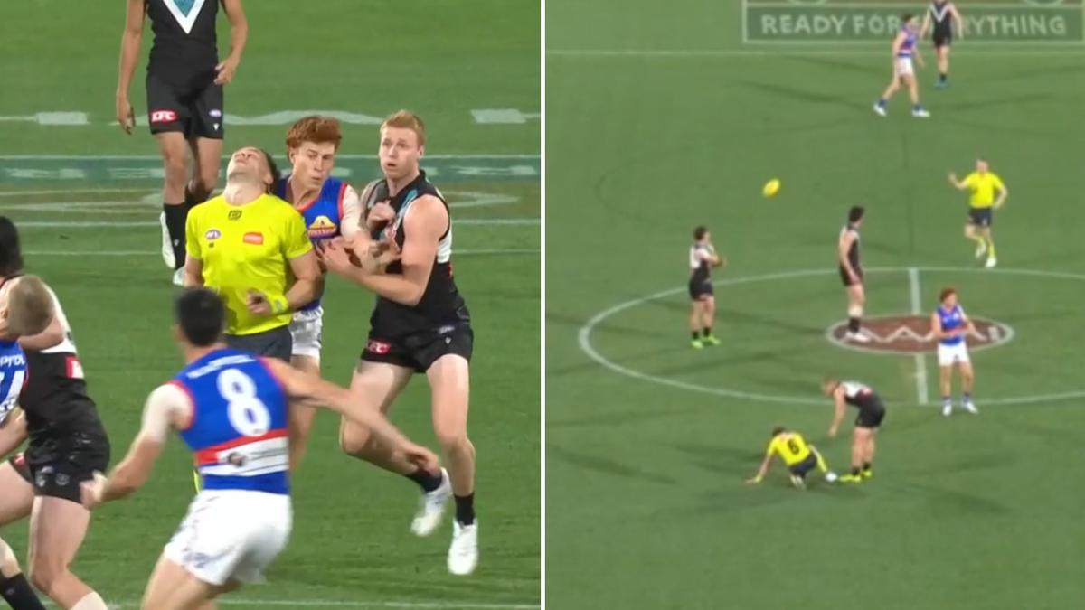 Ed Richards faces MRO scrutiny after collision with AFL umpire Daniel Johanson