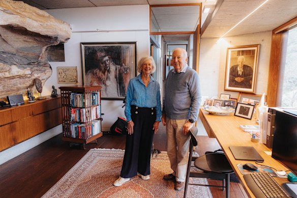 A spacious home office was high on Terence Cole’s list for the home he shares with his wife, Tina. It includes ample storage built into the bare rock face.
