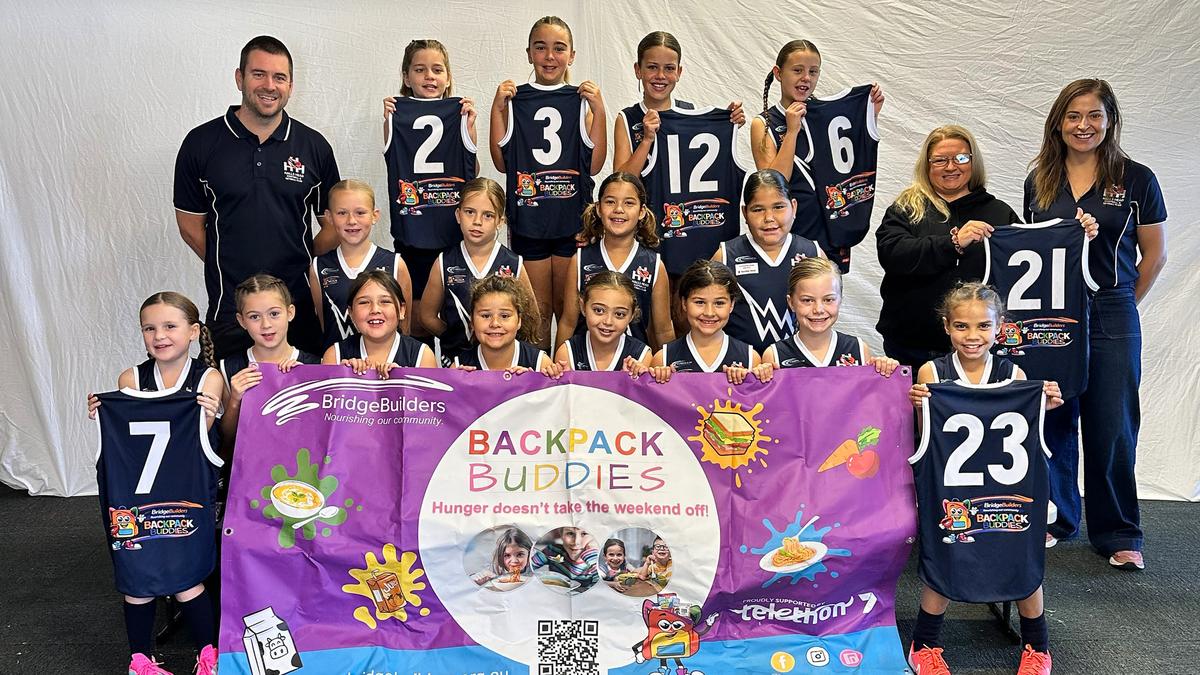 Halls Head Football and Netball Club promote Backpack Buddies charity on new jerseys