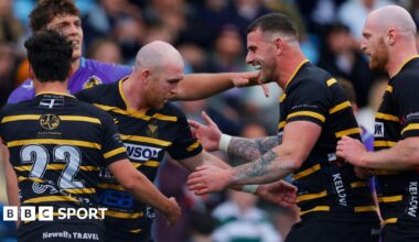 Max Bodilly celebrates scoring a try for Cornwall