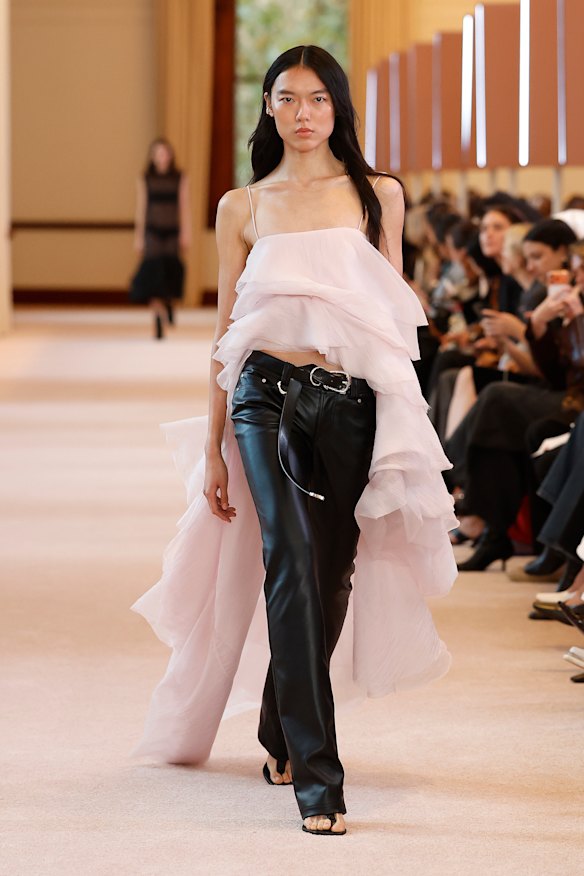 Leather and layers at the Aje show on day two of Australian Fashion Week.