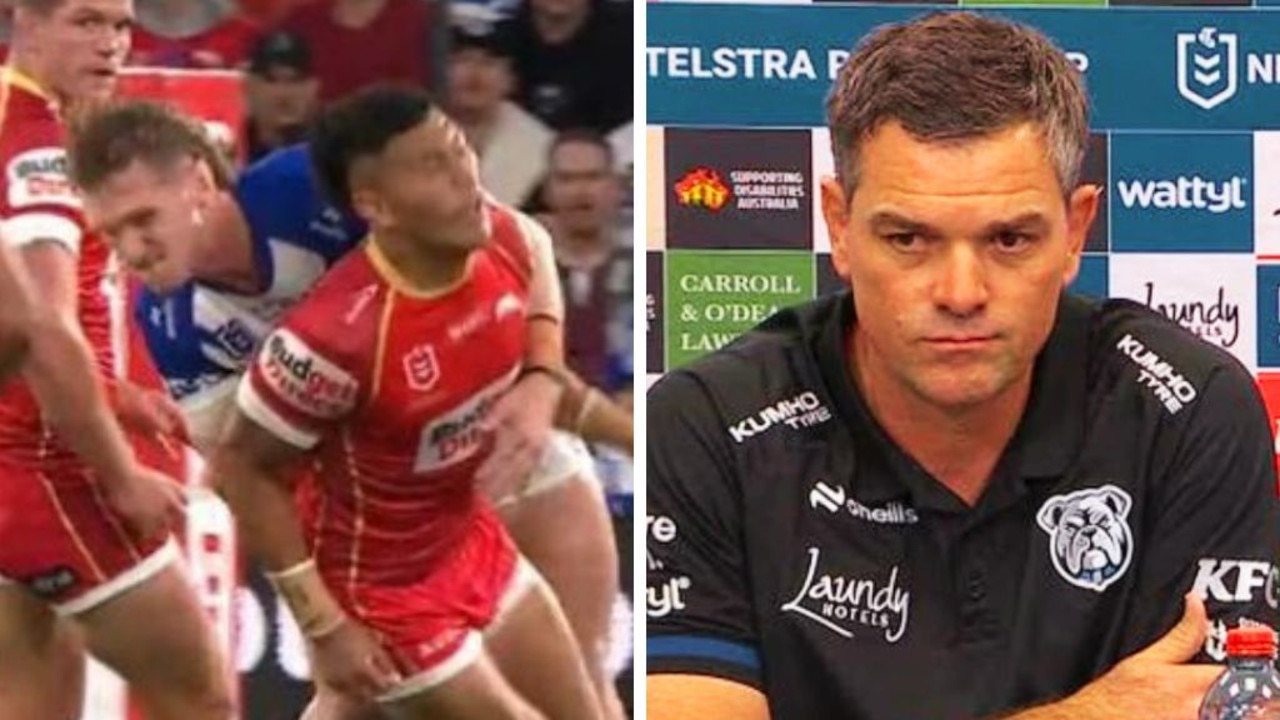 Cameron Ciraldo was fuming over a controversial sin bin call in the first half. Image: Kayo/Getty