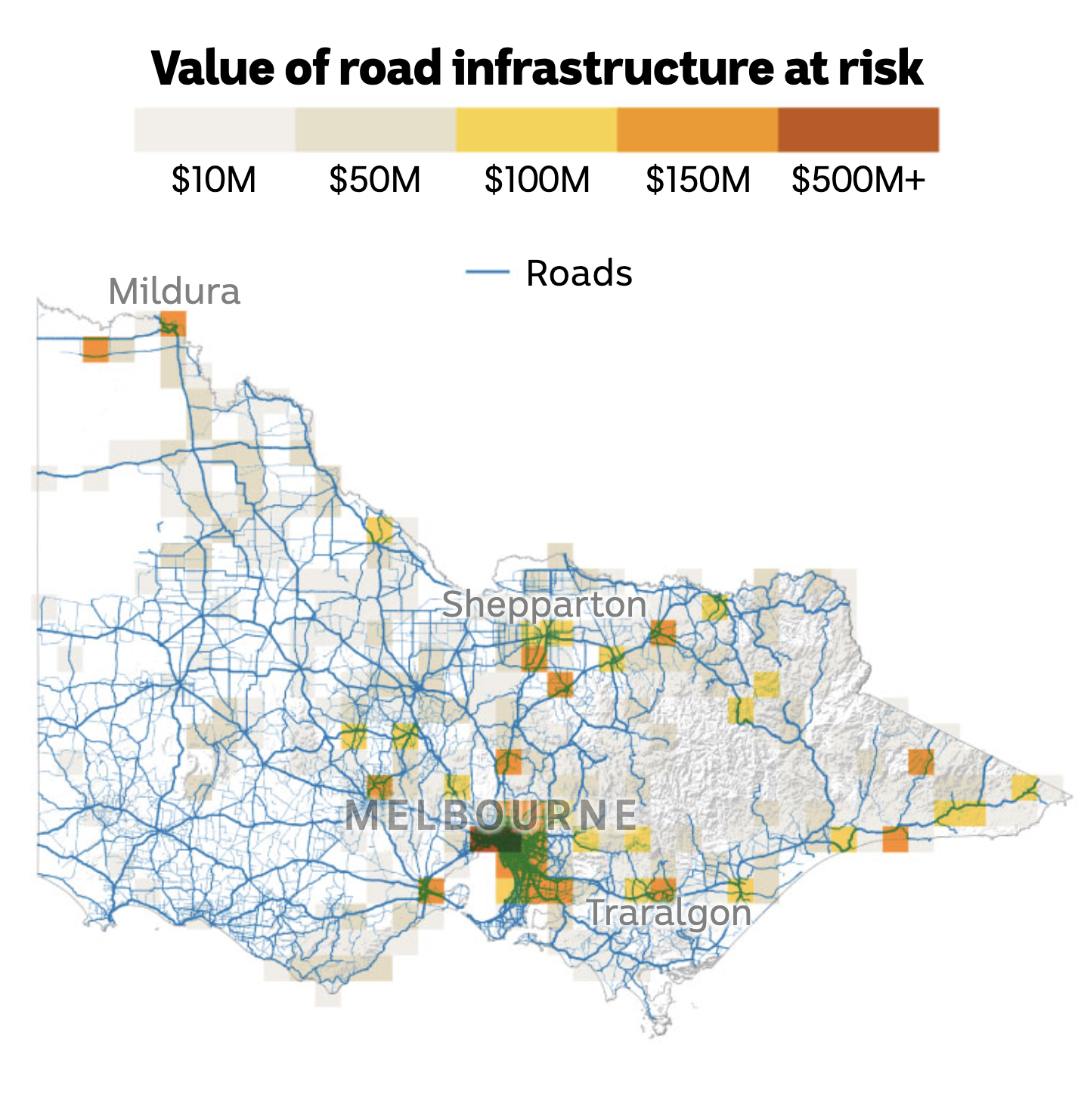 A map of Victoria's road infrastructure