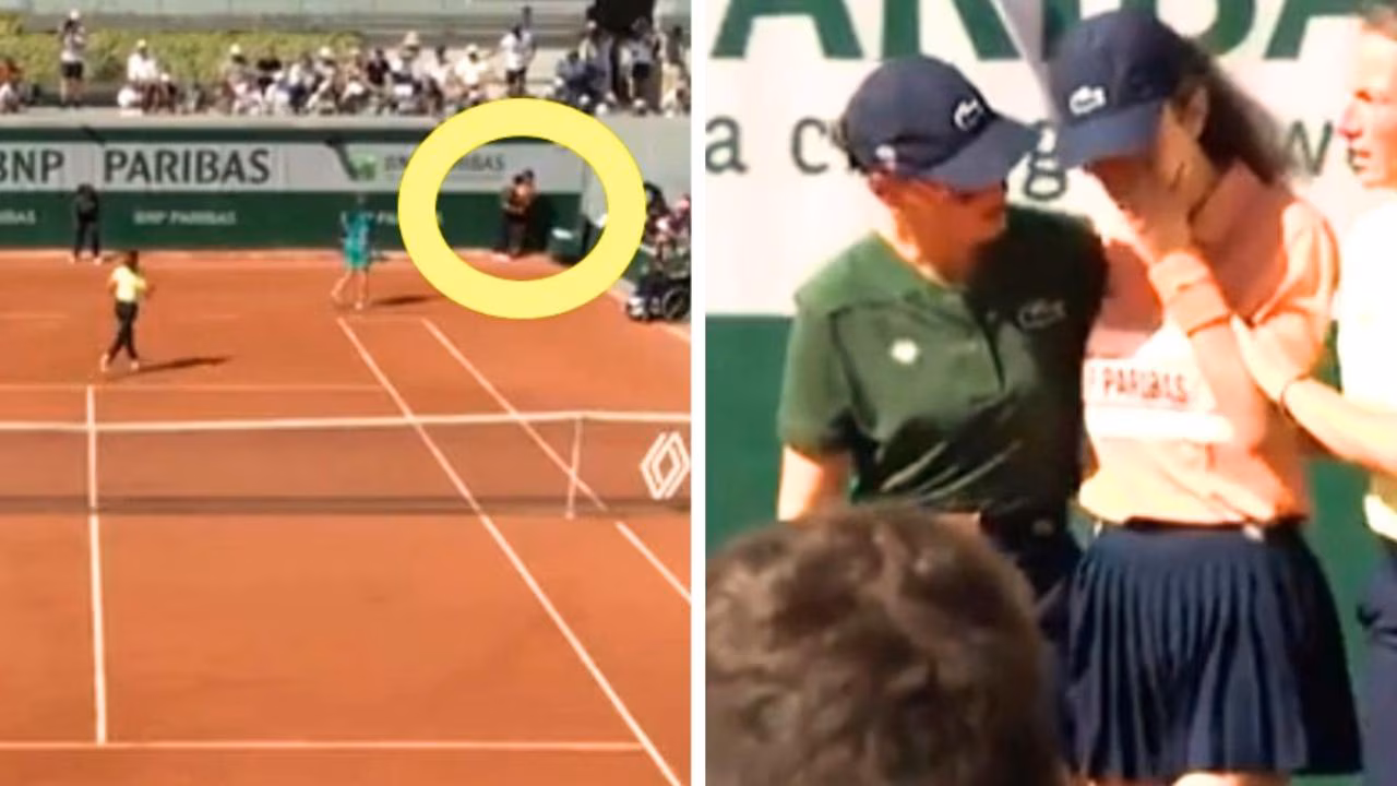 French Open ball girl taken off court and match stopped as she suffers with the extreme heat at Roland-Garros
