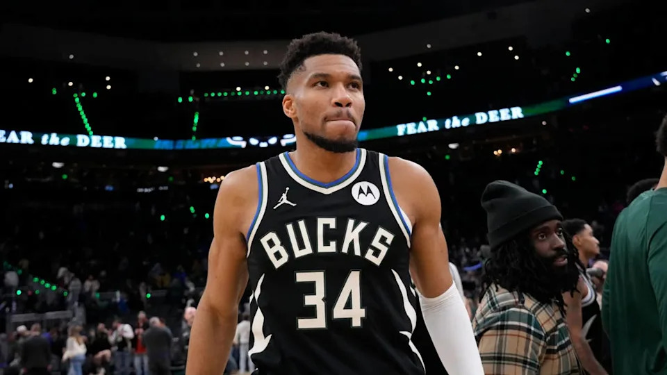 Jan 23, 2026; Milwaukee, Wisconsin, USA; Milwaukee Bucks forward Giannis Antetokounmpo (34) walks from the court following the game against the <a class="link " href="https://sports.yahoo.com/nba/teams/denver/" data-i13n="sec:content-canvas;subsec:anchor_text;elm:context_link" data-ylk="slk:Denver Nuggets;sec:content-canvas;subsec:anchor_text;elm:context_link;itc:0" data-yga="{"yLinkElement":"context_link","yModuleName":"content-canvas","yLinkText":"Denver Nuggets","ySubModuleName":"anchor_text","yHasCommerce":false}">Denver Nuggets</a> at Fiserv Forum. Mandatory Credit: Jeff Hanisch-Imagn Images© Jeff Hanisch-Imagn Images&period;
