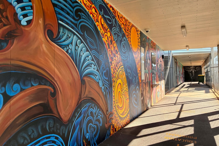 hallway with artwork
