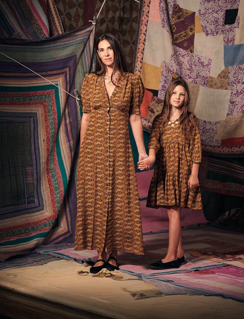 Tatiana Santo Domingo and her nine year old daughter, India, pose together in a series of photos for the fashion brand founded by Andrea Casiraghi’s wife. Both wear dresses in different cuts but featuring the exact same print.