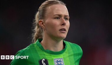 Hannah Hampton in action for England