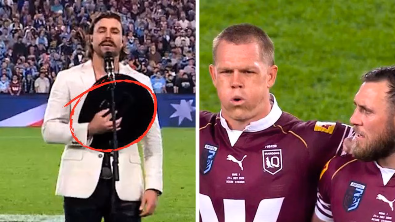 State of Origin national anthem slammed by footy fans as NRL viewers astonished by performance from singer Robbie Mortimer