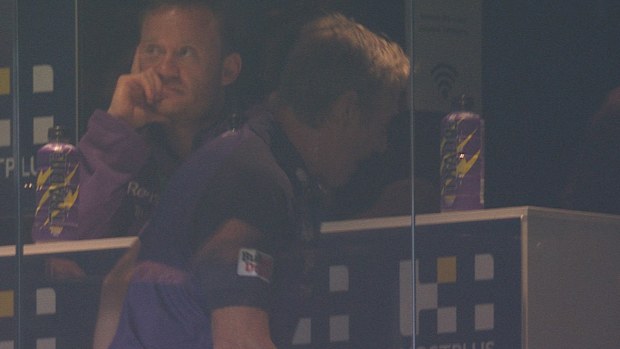 Craig Bellamy storms away after a series of Melbourne Storm errors.