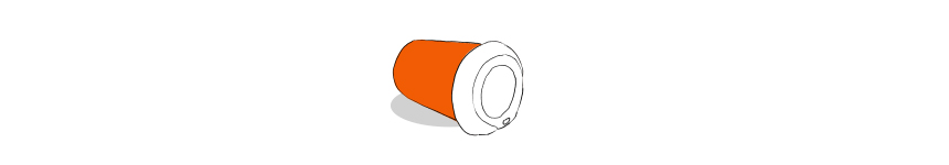 A drawing of a coffee cup lying on its side.