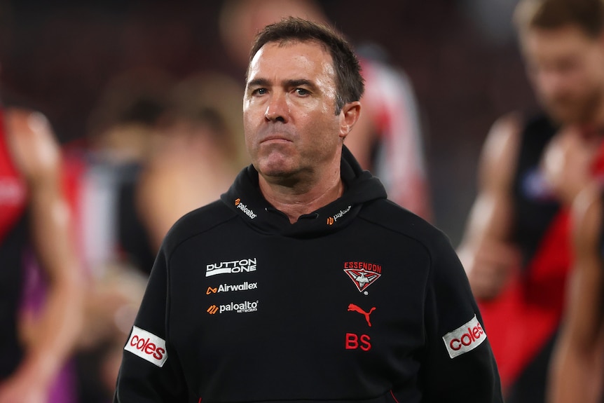 Brad Scott pictured during his Essendon coaching tenure