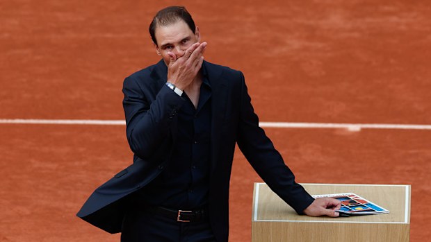 Rafael Nadal at Roland Garros during day one of the French Open.