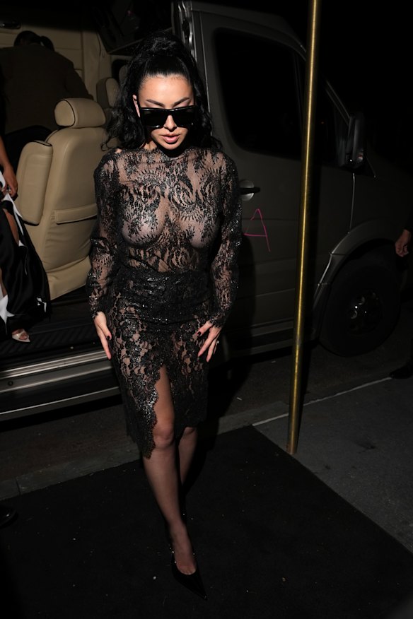 Charli XCX in Saint Laurent at the Met Gala after-party. 