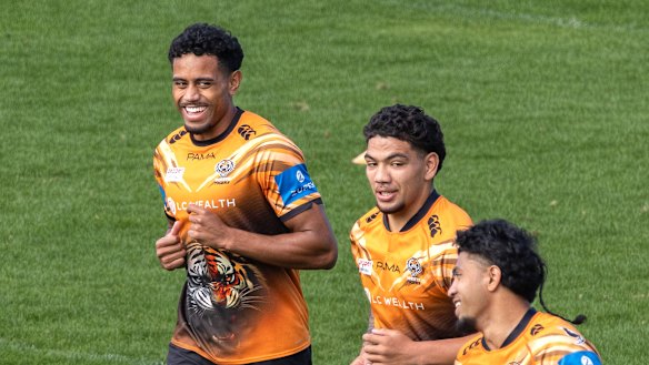Wests Tigers fullback Jahream Bula at training after signing his contract extension.
