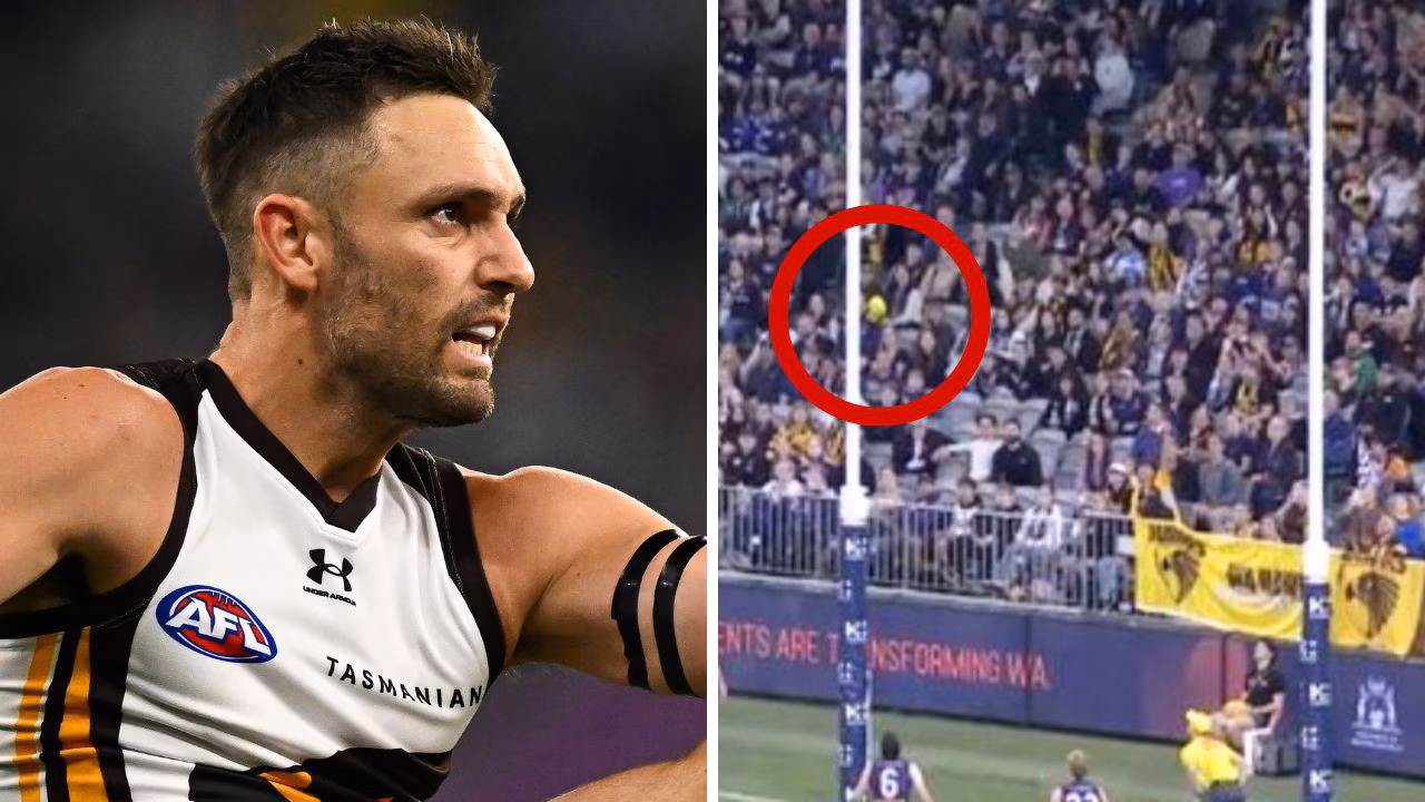 AFL 2026: Umpire questioned after Hawthorn goal ruled out by finest of margins against Fremantle