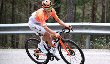 Oscar Onley in action during stage 6 of the the 2026 Volta a Catalunya