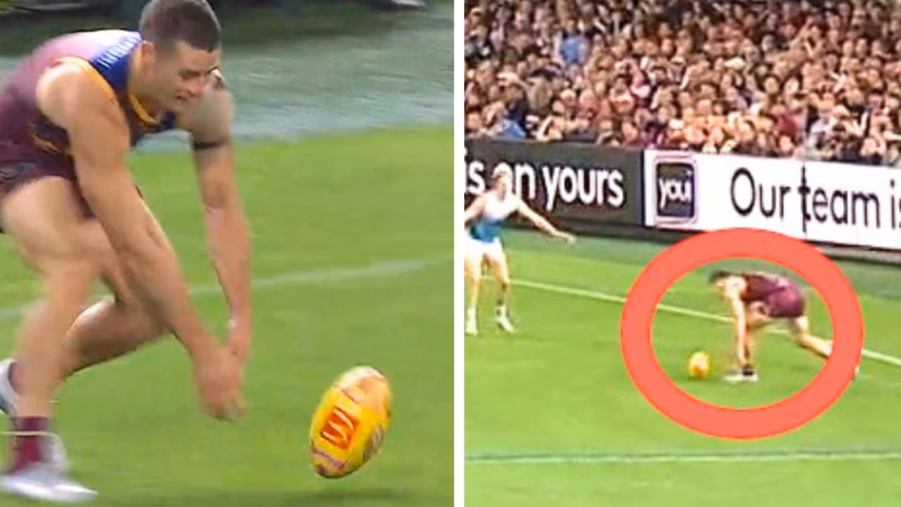 Brisbane Lions star Josh Dunkley embarrassed as kick goes wrong in AFL game against Geelong Cats