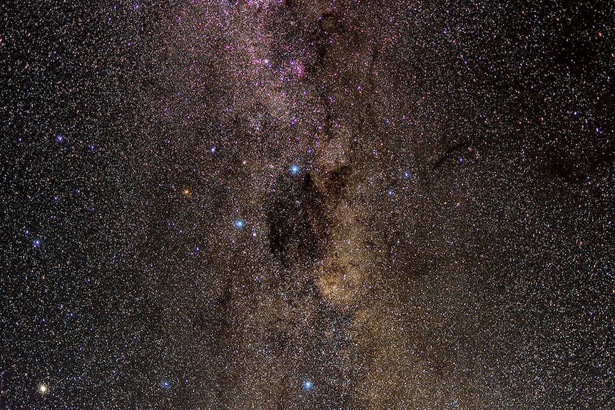 A starry night sky.