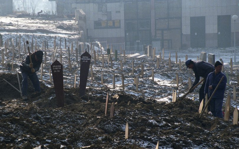 1993 Walkley award winning photograph by Tony Ashby of Gravesite in Sarajevo. Picture: Tony Ashby