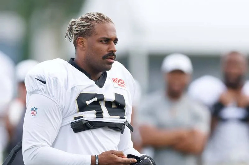 NFL, American Football Herren, USA New Orleans Saints Training Camp Jul 30, 2025 New Orleans, LA, USA New Orleans Saints defensive end Cameron Jordan 94 during training camp at Ochsner Sports Performance Center. New Orleans LA USA, EDITORIAL USE ONLY PUBLICATIONxINxGERxSUIxAUTxONLY Copyright: xStephenxLewx 20250730_kdn_la1_091