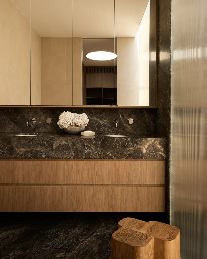 Dark marble vanity bathroom