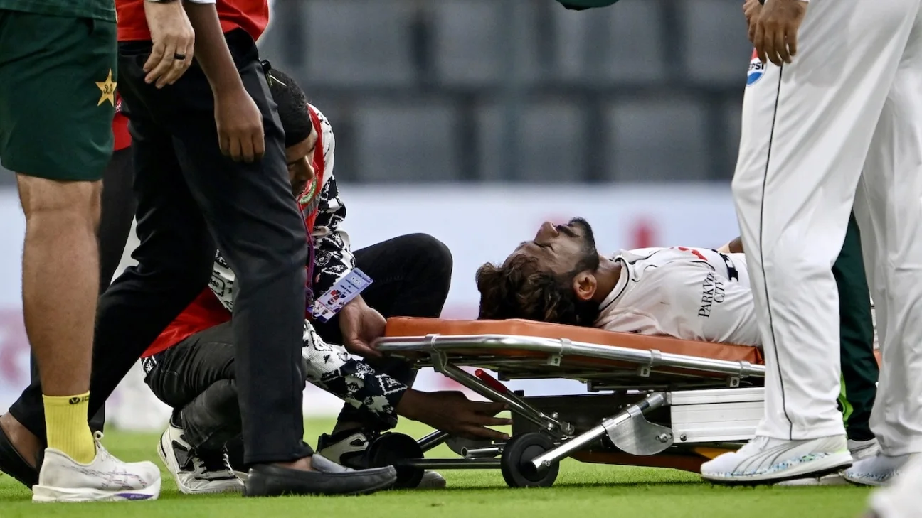 Ban vs Pak 2nd Test - Hasan Ali stretchered off the field in Sylhet after picking up injury