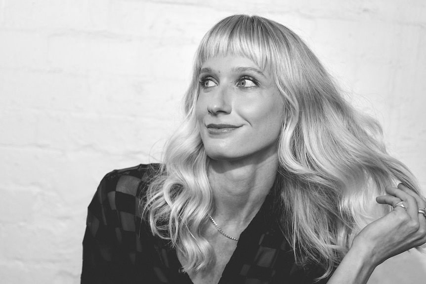 A black and white image of author and radio presenter Dee Salmin