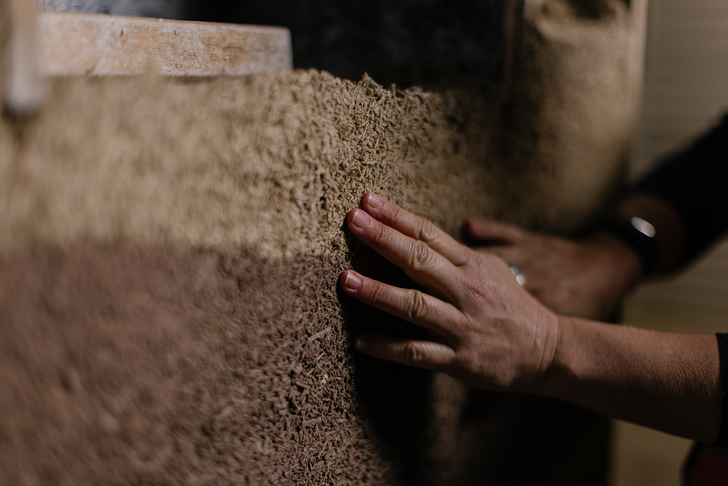 Hempcrete wall by XHemp, on show at Susty Spec at the Johnson Street Building at Collingwood Yards, Collingwood, on 16 May.