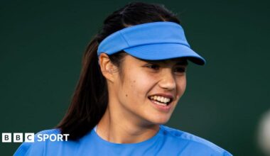 Emma Raducanu in action at Indian Wells in March 2026