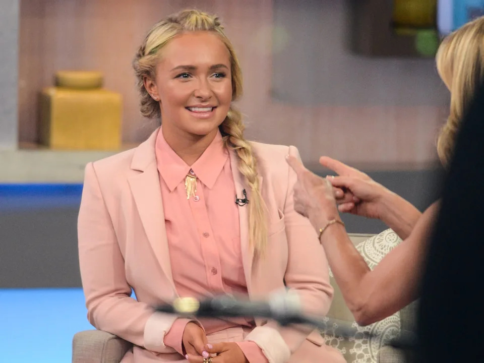 Actress Hayden Panettiere tapes an interview at "Good Morning America" at the ABC Times Square Studios on April 20, 2015 in New York City.