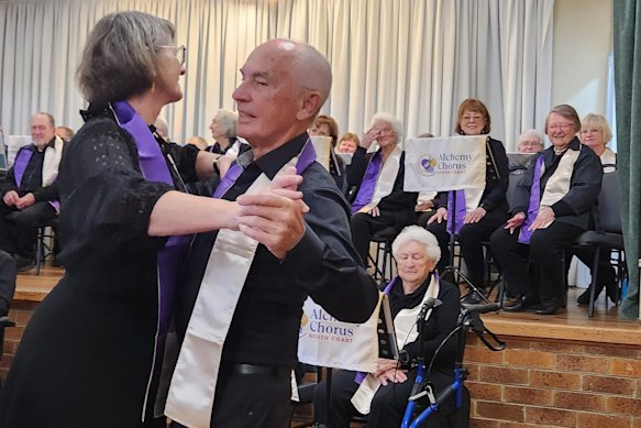 Christa Wood and her husband Ray, who lives with dementia, sing and dance at aged care homes across the community.