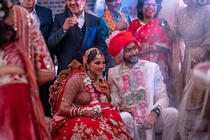 Khushi and Shikhar after tying the knot.