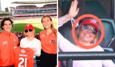 Euphoria star Sydney Sweeney attends Swans AFL game with dad at the SCG