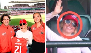 Euphoria star Sydney Sweeney attends Swans AFL game with dad at the SCG