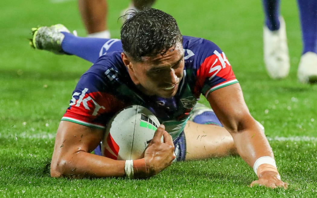 Te Maire Martin scores. St George Dragons v One NZ Warriors. NRL Rugby League,  Jubilee Stadium., NSW, Australia, Saturday 23rd May 2026 Copyright Photo: David Neilson / www.photosport.nz